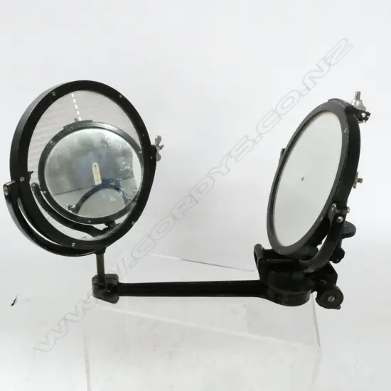5" HELIOGRAPH SIGNALLING MIRROR w DUPLEX MIRROR & EXTN ARM, SPARE MIRRORS, IN LEATHER CASE, (NO SIGHT)